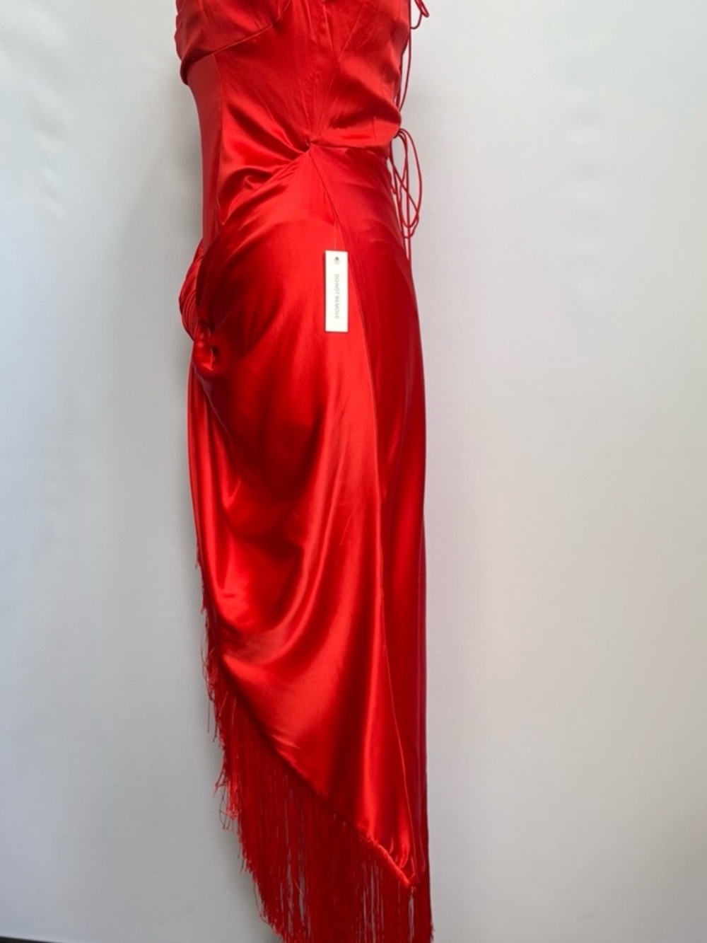 NWT For Love & Lemons Anisa Asymmetrical Silk Fringe Midi Dress - Picture 11 of 16